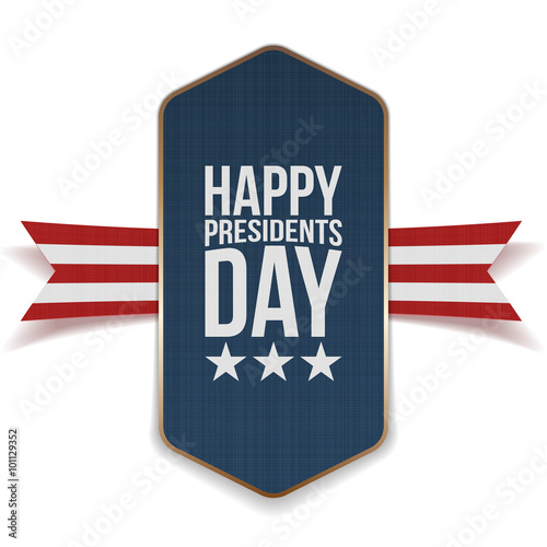 Happy Presidents Day Banner with striped Ribbon
