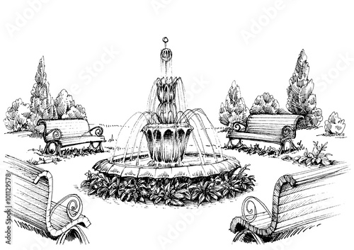 Water fountain in the park