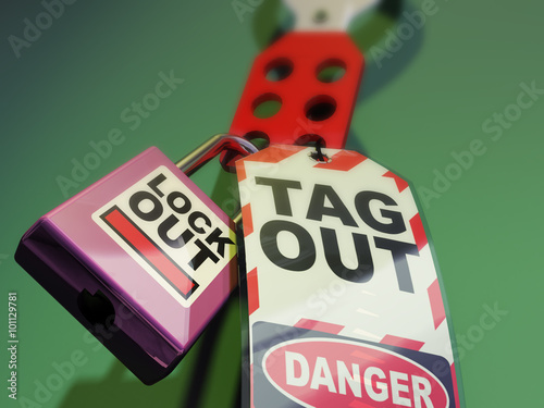 Lockout Tagout. Safety Measures used to secure equipment while under repair, inspection or out of service photo