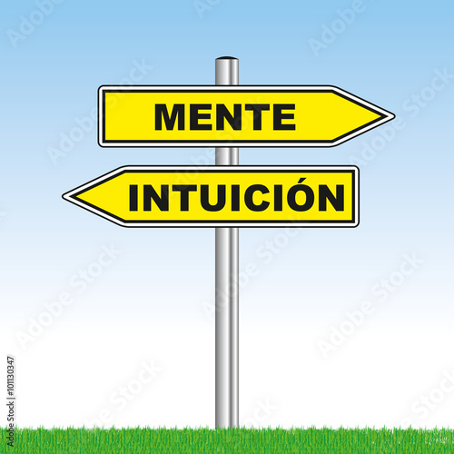 direction sign with mind or heart showing opposite directions
