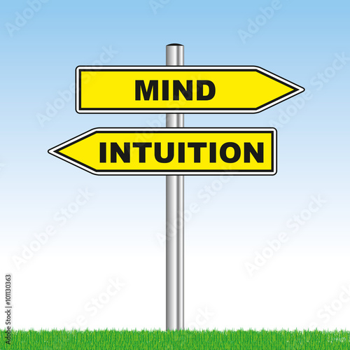 direction sign with mind or heart showing opposite directions