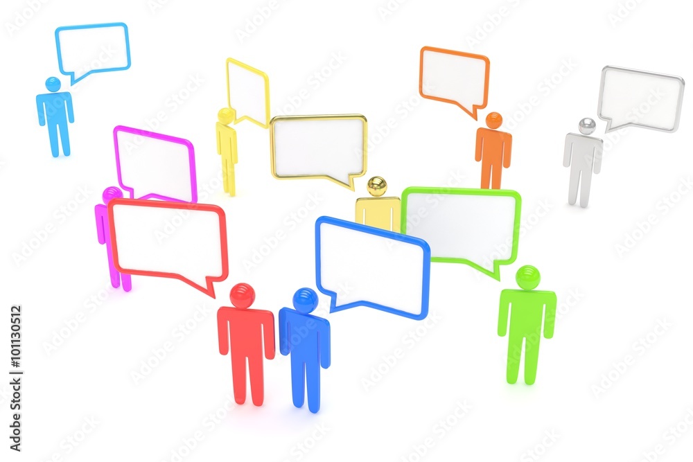 people with talk bubbles isolated over a white background