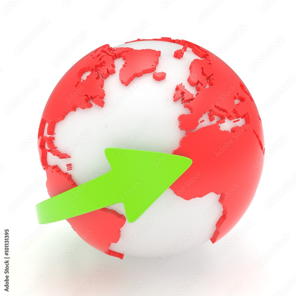 Fototapeta premium Arrow and Earth globe. 3d render