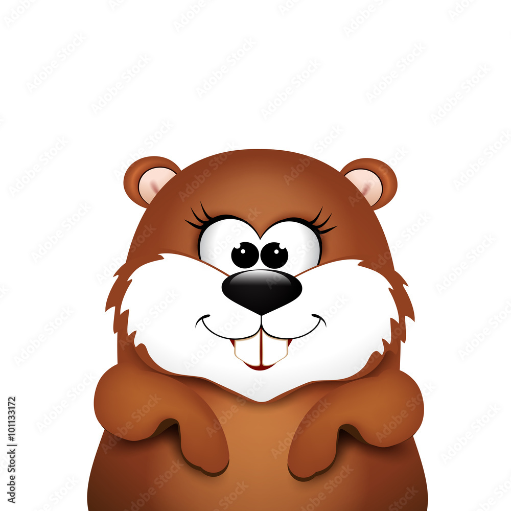 Fototapeta premium Groundhog day. Marmot on white background.