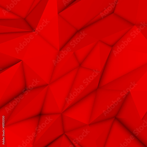 Red abstract low-poly, polygonal triangular mosaic background for design concepts, posters, banners, web, presentations and prints. Vector illustration. Realistic 3D render design template.