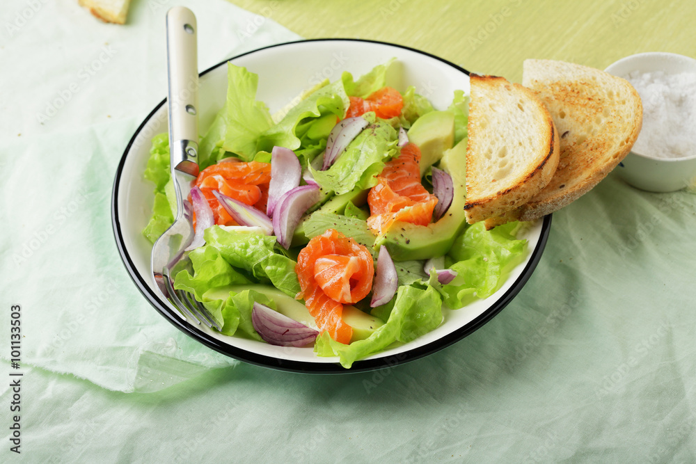 salad with salmon slice salad with salmon slice