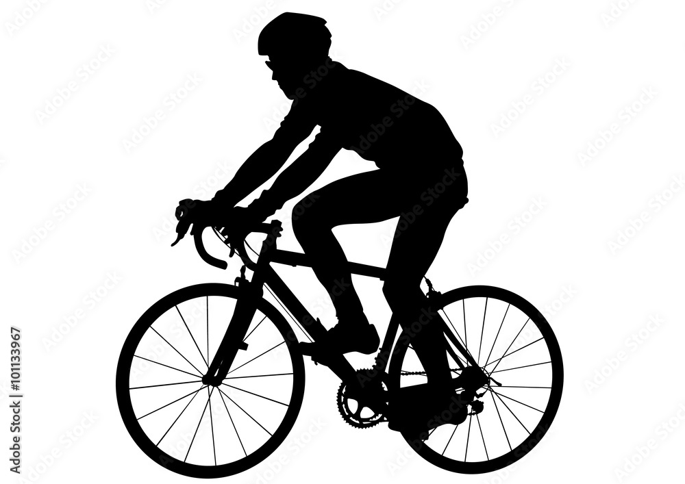 Obraz premium Sport man whit bike on white background