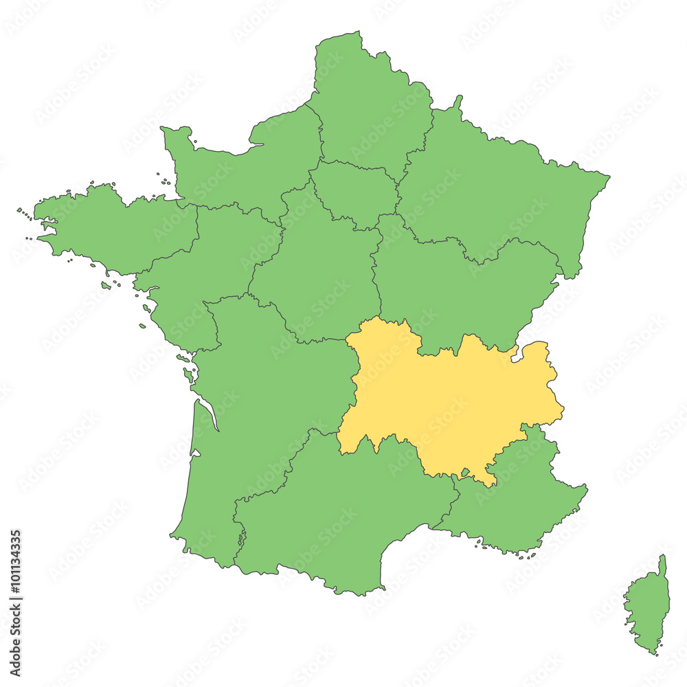 Frankreich - Auvergne-Rhône-Alpes (Vektor in Grün)