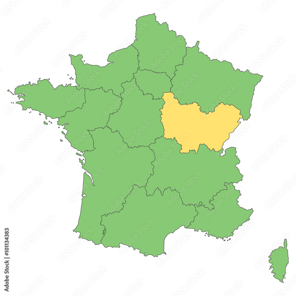 Frankreich - Bourgogne-Franche-Comté (Vektor in Grün)