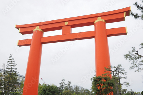 Red Torii at Heian Shrine, Kyoto, Japan