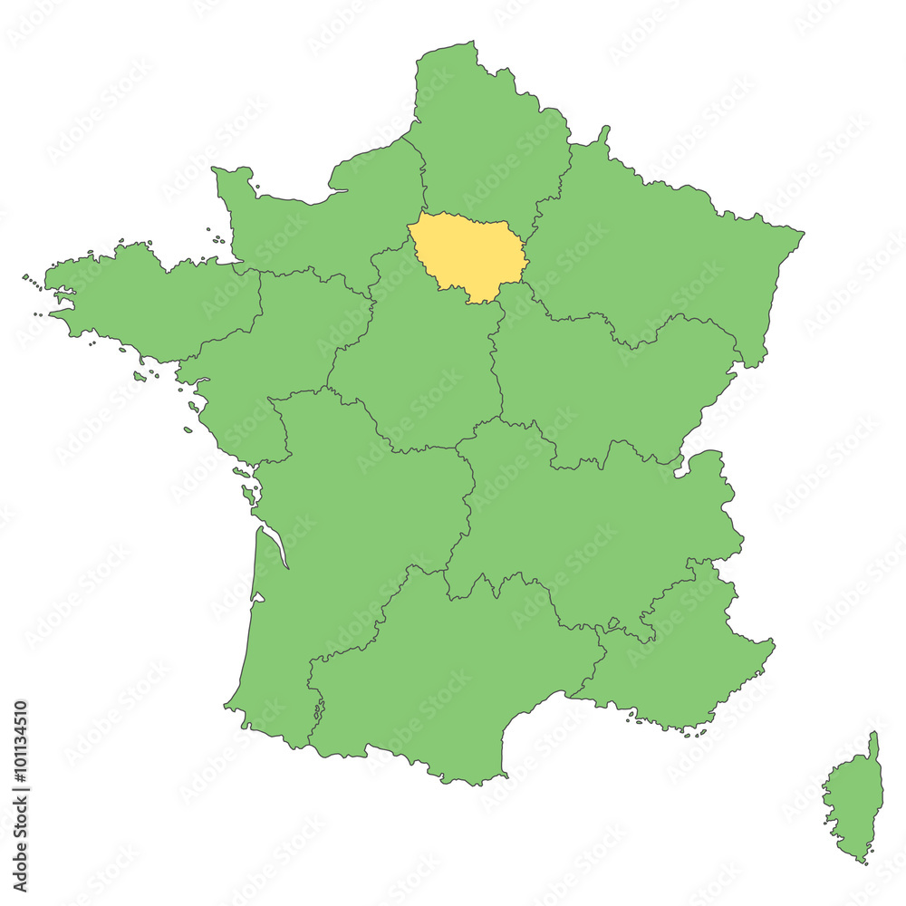Frankreich - Île de France (Vektor in Grün)