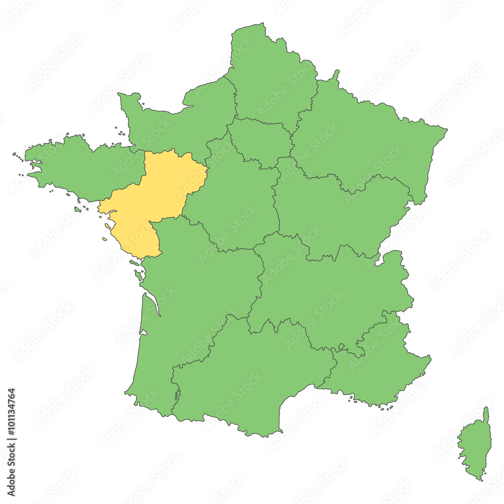 Frankreich - Pays de la Loire (Vektor in Grün)