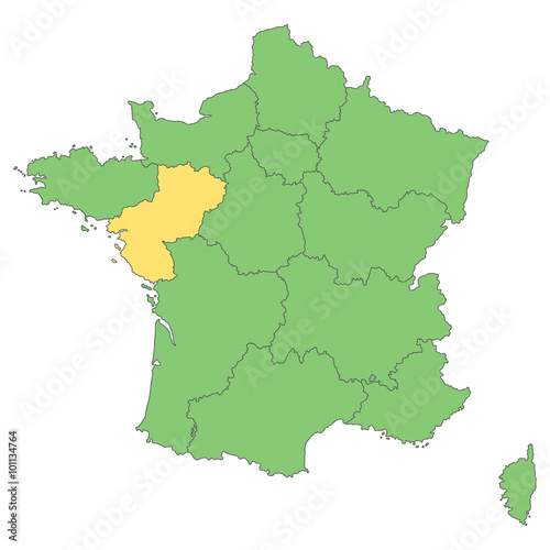 Frankreich - Pays de la Loire  Vektor in Gr  n 