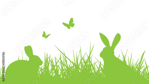 easter silhouette bunnies in grass