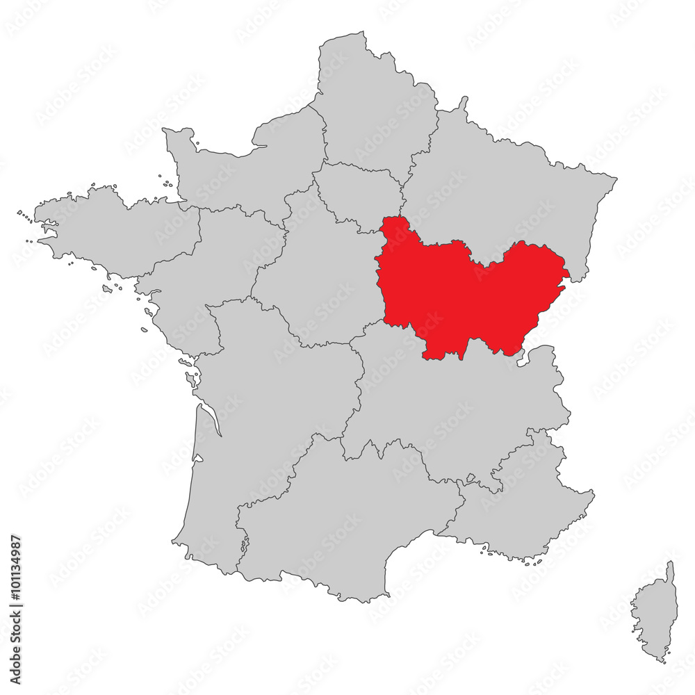 Frankreich - Bourgogne-Franche-Comté (Vektor in Rot)