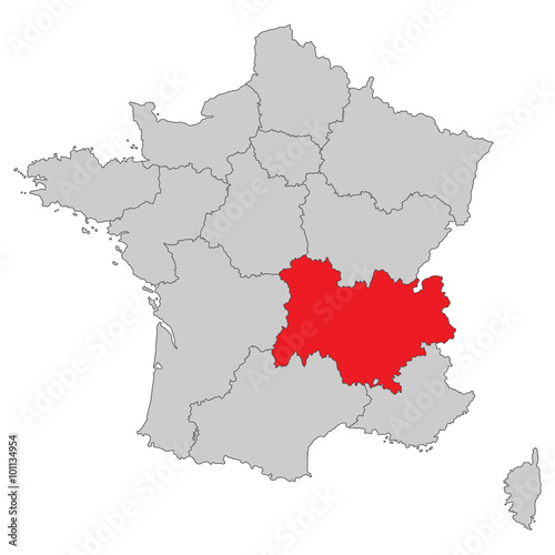 Frankreich - Auvergne-Rh  ne-Alpes  Vektor in Rot 