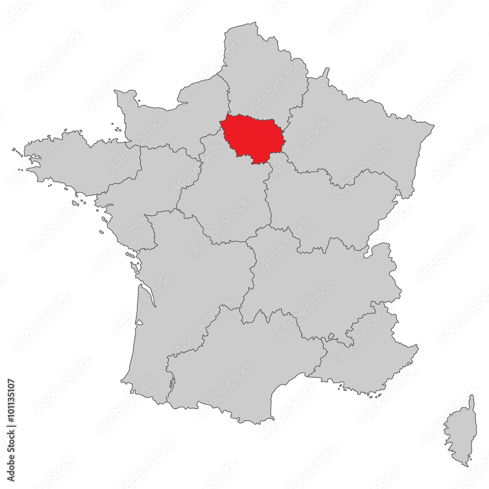 Frankreich - Île de France (Vektor in Rot)