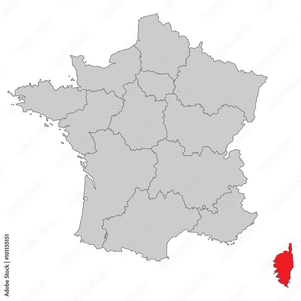 Frankreich - Korsika (Vektor in Rot)