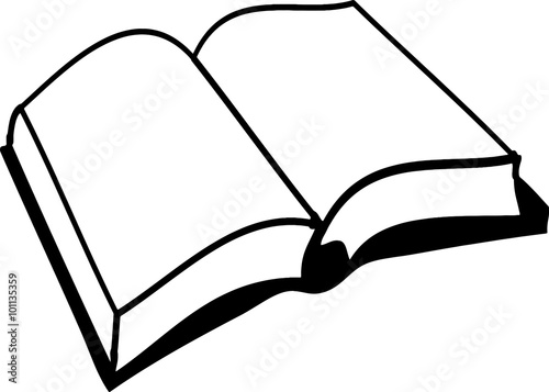 Книга, учебник, раскрытая книга, контурный вектор
