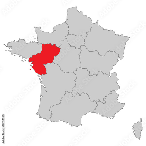 Frankreich - Pays de la Loire  Vektor in Rot 