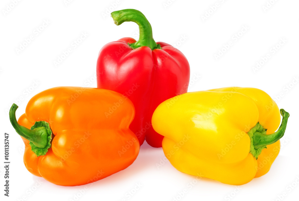 colored paprika isolated on white background