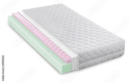 Memory foam - latex mattress cross section  photo illustration -