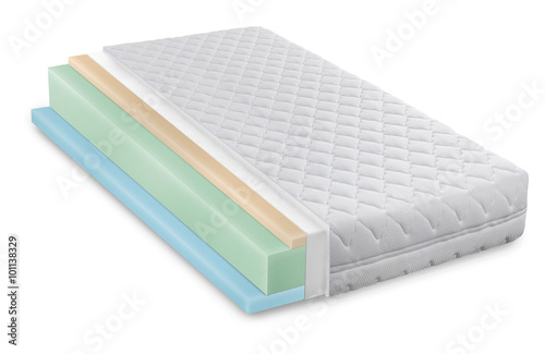 Memory foam - latex mattress cross section  photo illustration -