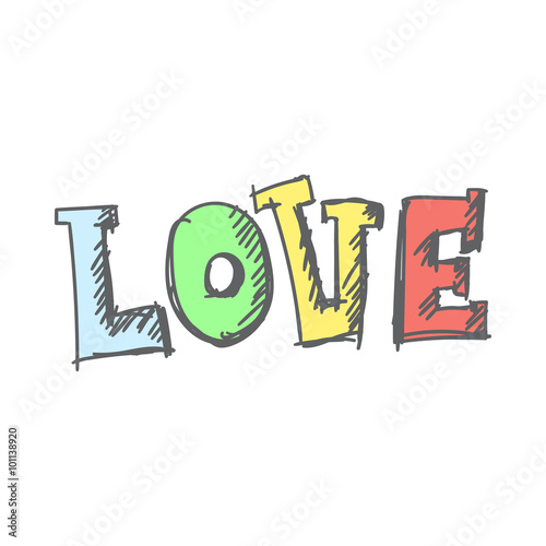 Valentine day background with word love