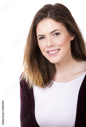 happy young brunette