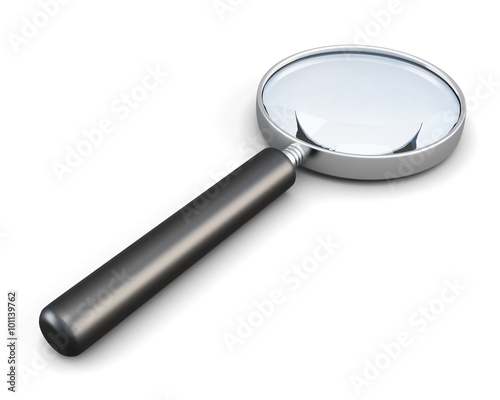 Magnifier with handle isolated on white