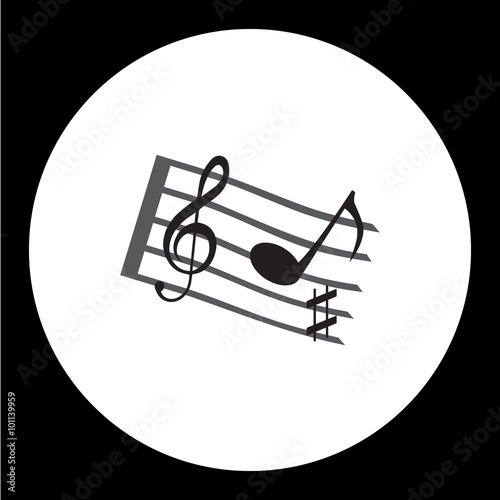 music stave with music notes and treble clef simple icon eps10
