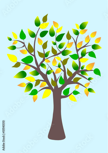 Tree with yellow and green leaves