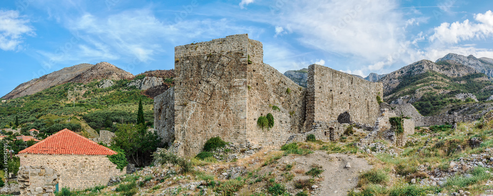 Bar, Montenegro - September 28, 2012: Ruins of Old Bar town walls. Town was a fortress in medeival times. 