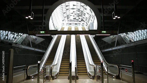 modern escalator in a subway station photo