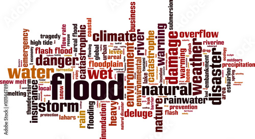 Flood word cloud concept. Vector illustration