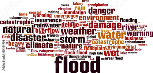 Flood word cloud concept. Vector illustration