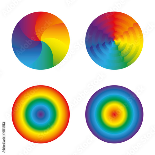 Rainbow circles set isolated objects, illustration 