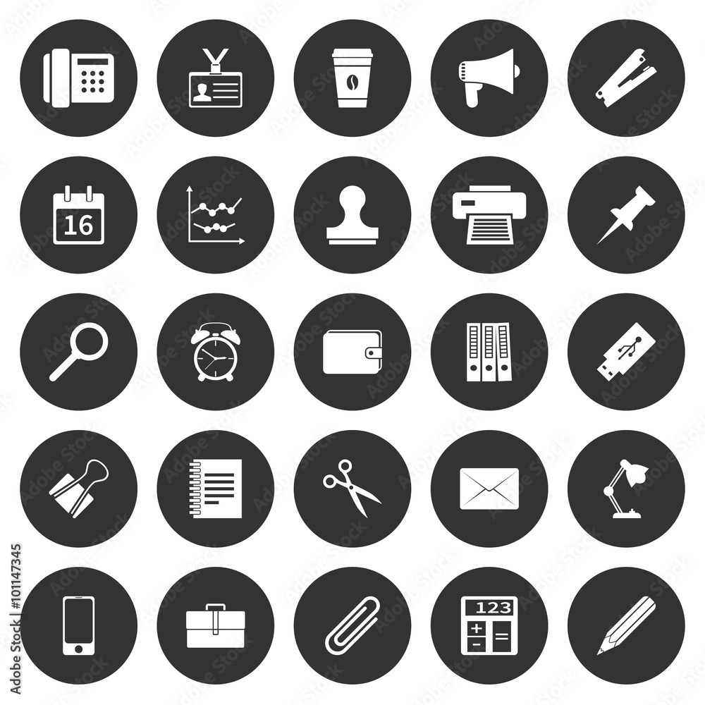 Office supplies icons Office supplies icons