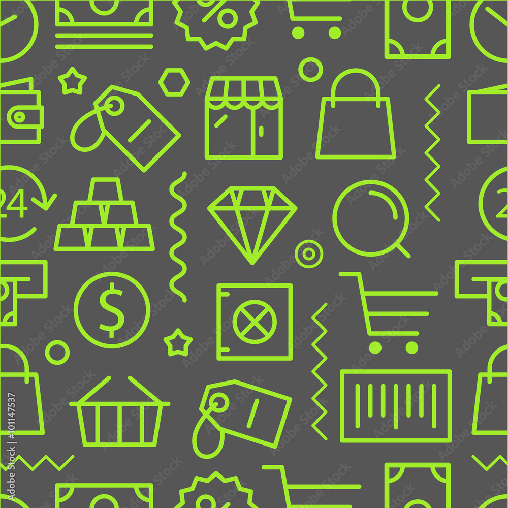 Different shopping seamless pattern. Lineart concept Different shopping seamless pattern. Lineart concept