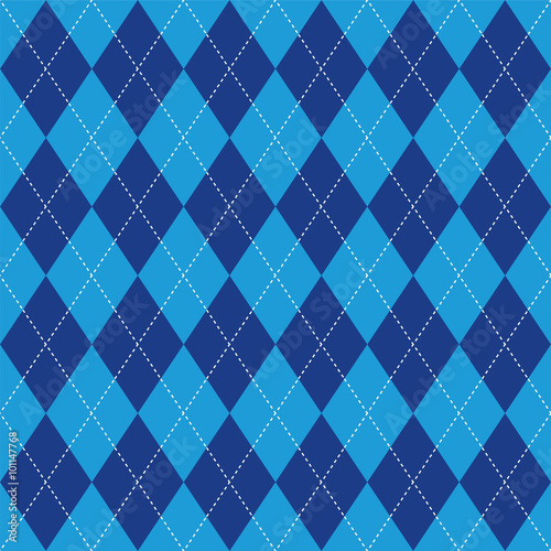 Argyle pattern blue rhombus seamless texture, illustration 
