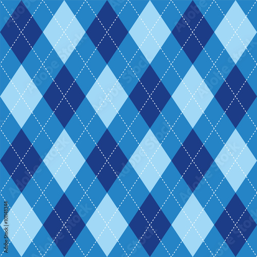 Argyle pattern blue rhombus seamless texture, illustration