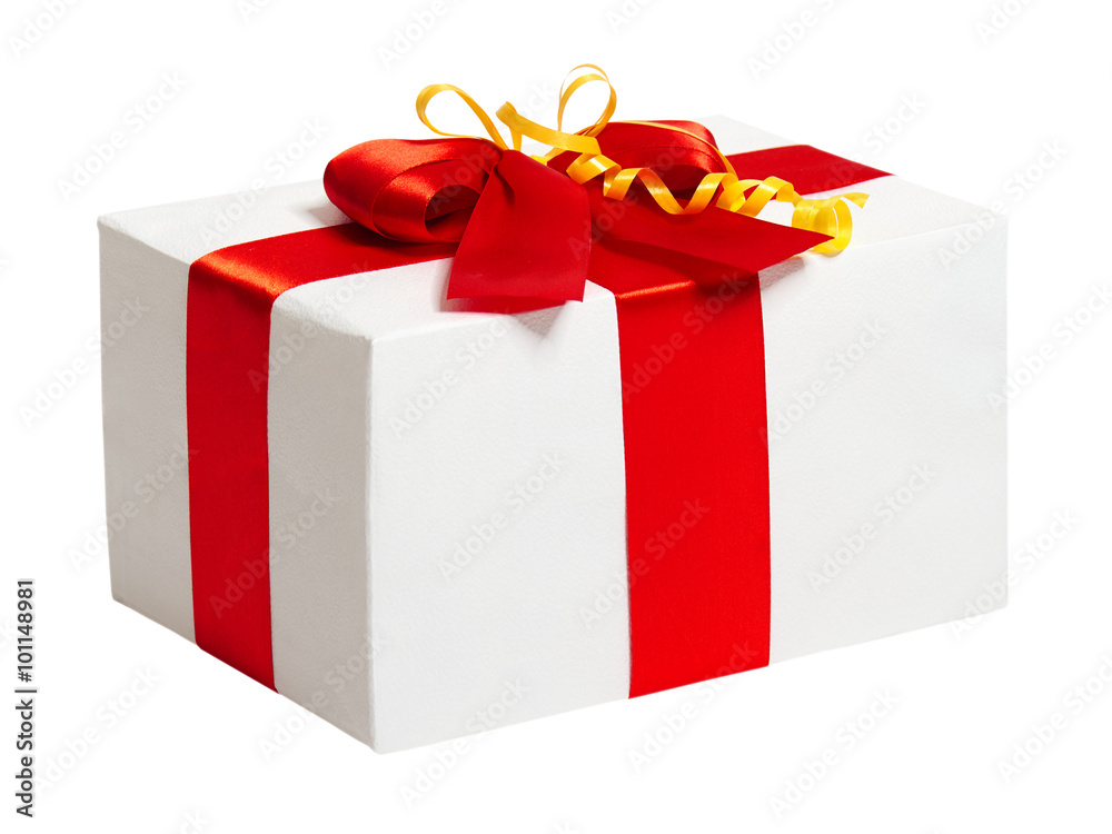 Fototapeta premium gift box with ribbon and bow on white background