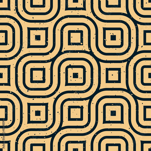 Vector Seamless Wavy Lines Irregular Retro Grungy Pattern
