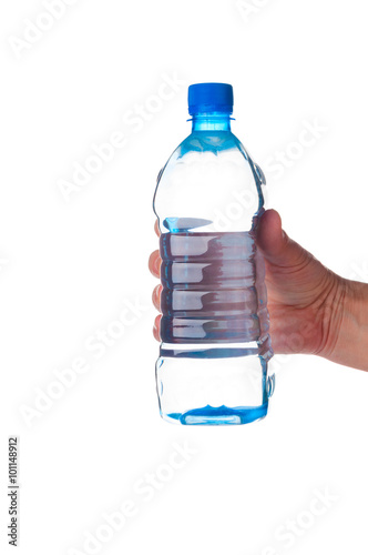 Hand with bottle of clear water