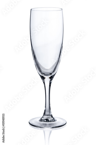 Empty wine glass on white background
