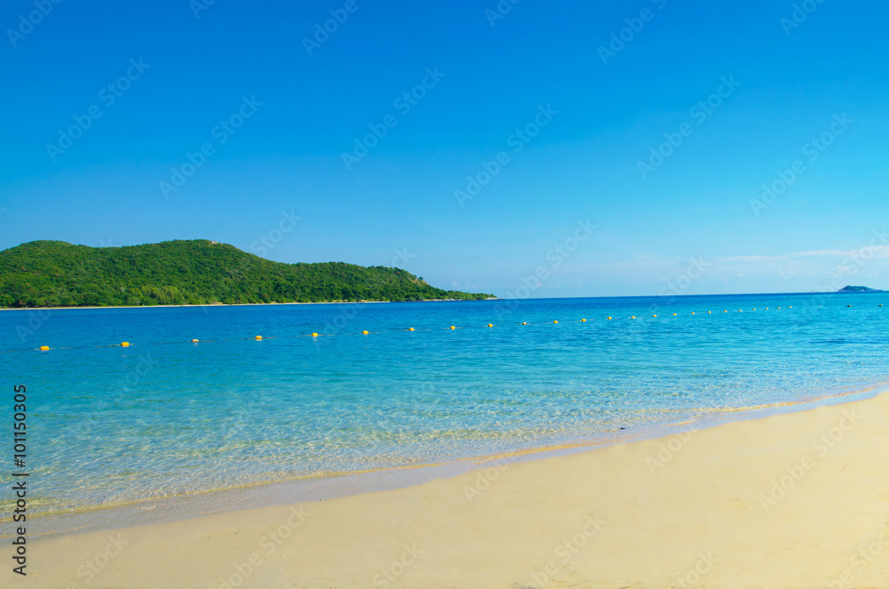 sunny day on beautiful nature sea and sand beach background