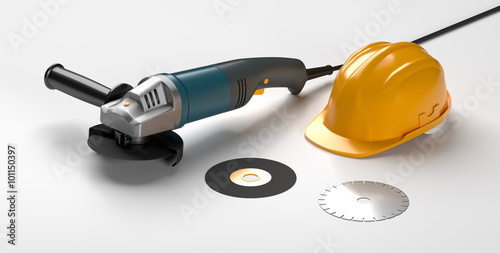 Slika na platnu angle grinder and construction helmet