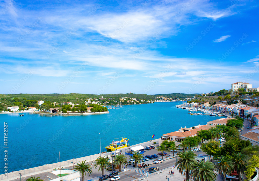 Mahon, the capital of Menorca, below the view of the second largest natural harbour in the world.