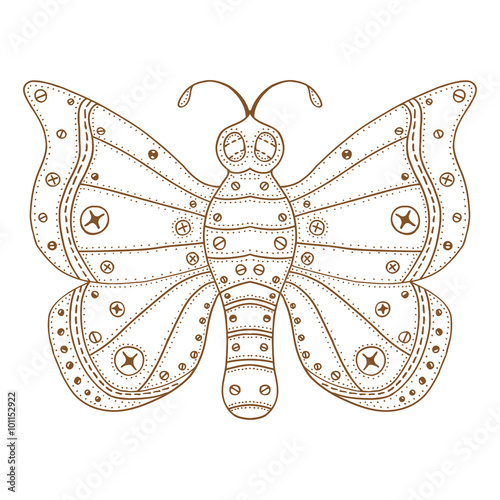 Zentangle stylized brown Butterfly