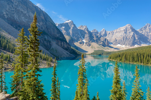 Majestic mountain lake in Canada. Moraine Lake in Alberta  Canada.